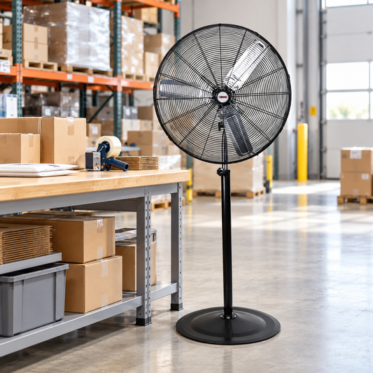 30" Industrial High-Velocity Pedestal Fan – 3 Speeds, Adjustable Height