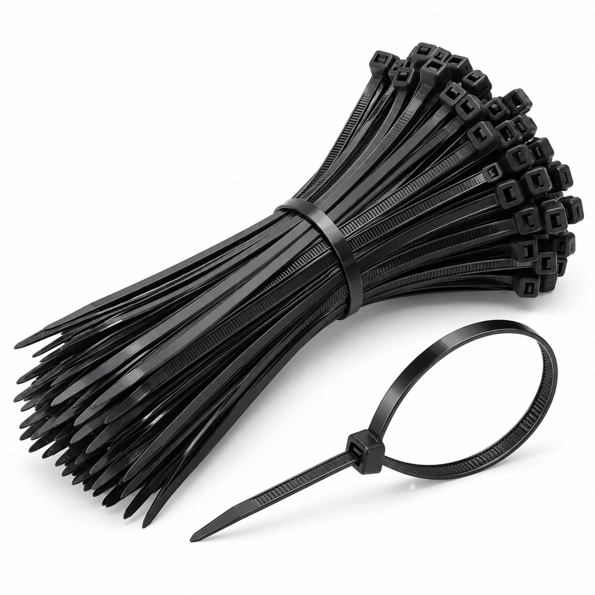 8" Black Plastic Zip Ties – 100 Pack