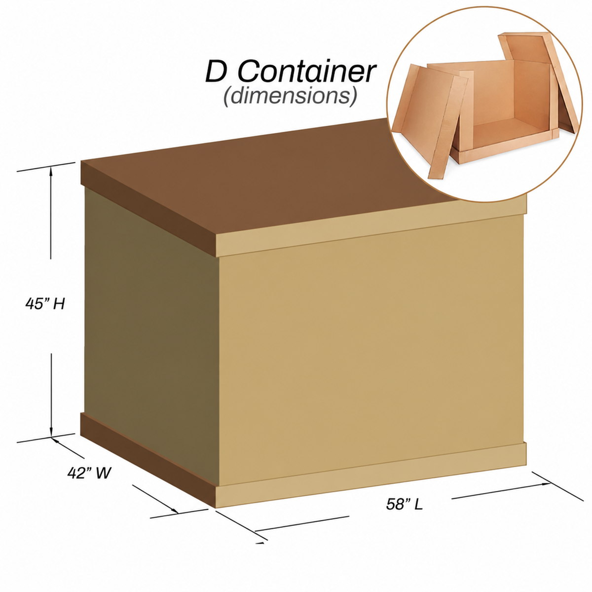 D Container Box 58" x 42" x 45" | Double Wall