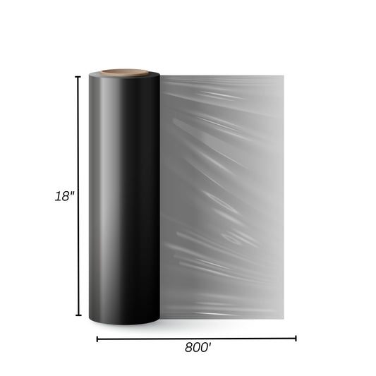 STRETCH FILM | BLACK | 80 GAUGE | 18"X800' | 4 ROLLS/PACK