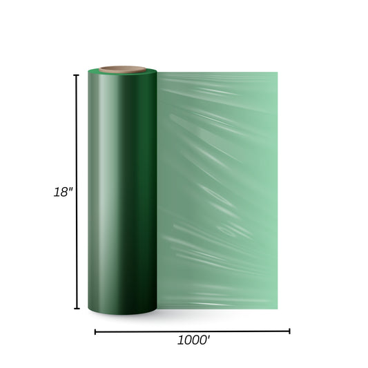 STRETCH FILM | GREEN | 85 GAUGE | 18"X1000' | 4 ROLLS/PACK - Warehouse Instant Supplies LLC