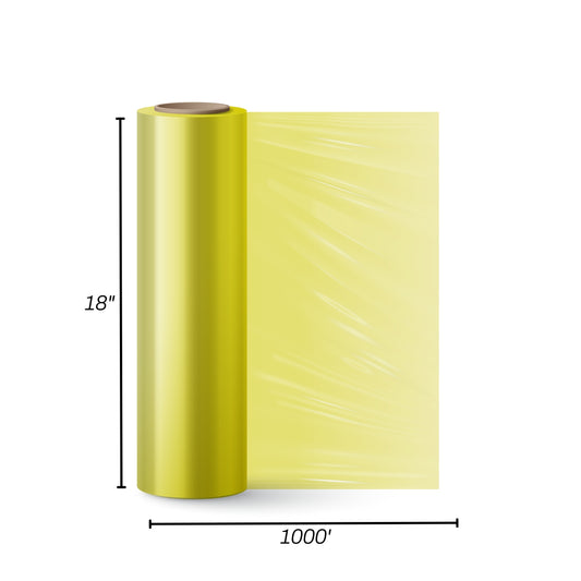 STRETCH FILM | YELLOW | 85 GAUGE | 18"X1000' | 4 ROLLS/PACK - Warehouse Instant Supplies LLC