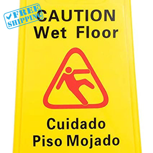 “Caution Wet Floor” Sign | 2 Sided | Yellow - warehouse supplies