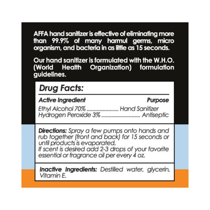 Hand Sanitizer AFFA CORP | 8 Oz. | Spray - Warehouse Instant Supplies LLC