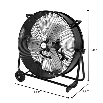 INDUSTRIAL FAN 24" BLACK 8100 CFM 3-SPEED INDUSTRIAL HEAVY DUTY METAL