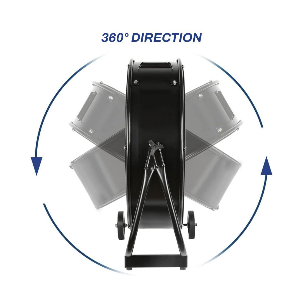 INDUSTRIAL FAN 24" BLACK 8100 CFM 3-SPEED INDUSTRIAL HEAVY DUTY METAL