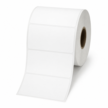 White 4 x 2 direct thermal label roll with 1-inch core, 16-roll pack totaling 11,600 labels