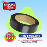 POLY STRAPPING 1/2 x7.200'x50 BLACK (TENSION 600 LB)