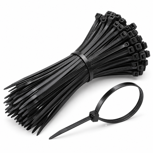 8" Black Plastic Zip Ties – 100 Pack