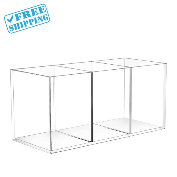 ACRYLIC PEN HOLDER 3 COMPARTMENTS,CLEAR - Warehouse Instant Supplies LLC