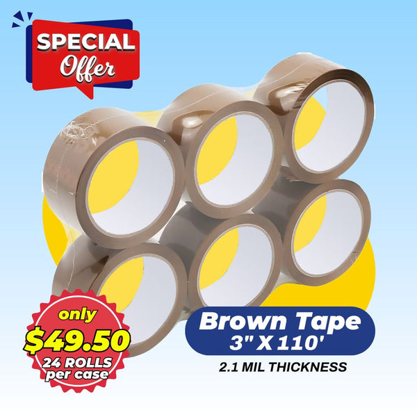 TAPE | BROWN | 3"X110 YDS | 2.1 MIL | 24 ROLLS/PACK