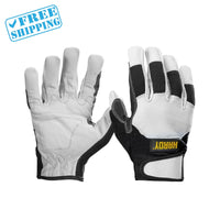 WORK GLOVES GOATFSKIN RIDING | BLACK AND WHITE | SIZE L - Warehouse Instant Supplies LLC