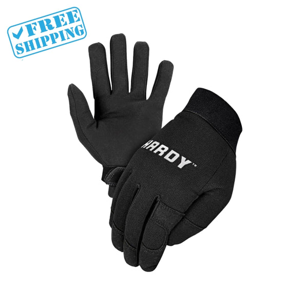 WORK GLOVES | MECHANICS HARDY SYNTHETIC LEAHER PALM | BLACK | SIZE L - Warehouse Instant Supplies LLC