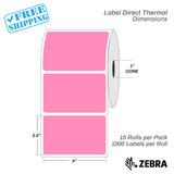 LABEL | DIRECT THERMAL | 4x2.5" CORE 1"/10 ROLLS X 1000 LABELS = 10000 LABELS | ALL COLORS - Warehouse Instant Supplies LLC