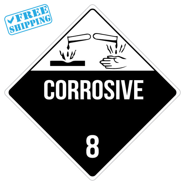 Placard Sign | CORROSIVE COD 8 | 10x10" | Pack of 25 units - Warehouse Instant Supplies LLC