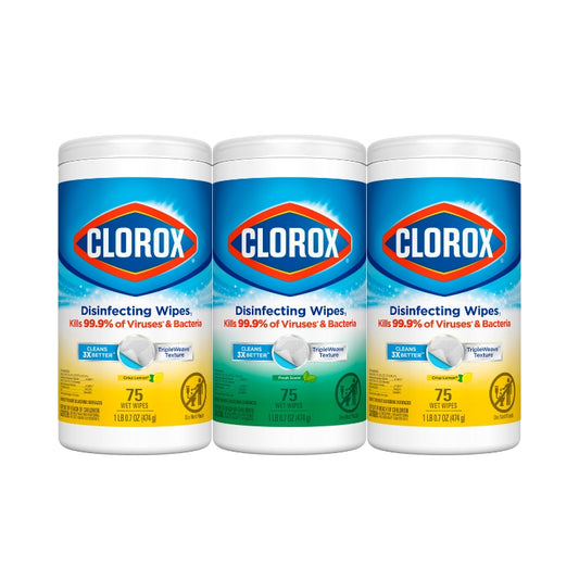 CLOROX DISINFECTING WIPES ANY SCENT 225 COUNT/ PACK - 3 PACKS
