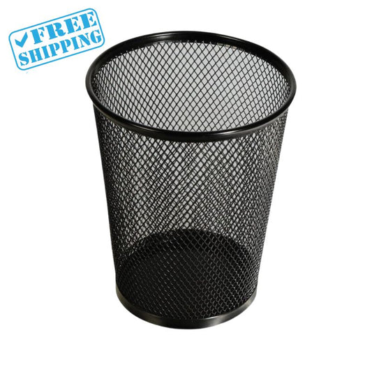 PEN HOLDER FOR DESK MESH METAL PENCIL CUP FOR PEN | BLACK |  2.6X3.5X4'' - Warehouse Instant Supplies LLC