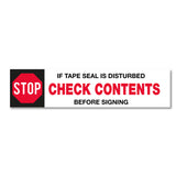 SECURITY TAPE STOP 2" 110 YDS | 2.1 MIL | 36 ROLLS/PACK | "IF SEAL IS BROKEN CHECK CONTENTS BEFORE ACCEPTING" - Warehouse Instant Supplies LLC