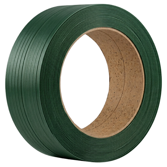 POLYSTER STRAPPING 1400 BREAK/0.35 THICKNESS 5/8"X4000' | GREEN - Warehouse Instant Supplies LLC