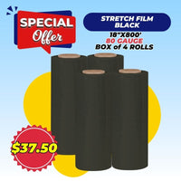 STRETCH FILM | BLACK | 80 GAUGE | 18"X800' | 4 ROLLS/PACK