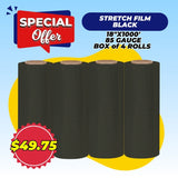 STRETCH FILM | BLACK | 85 GAUGE | 18"X1000' | 4 ROLLS/PACK