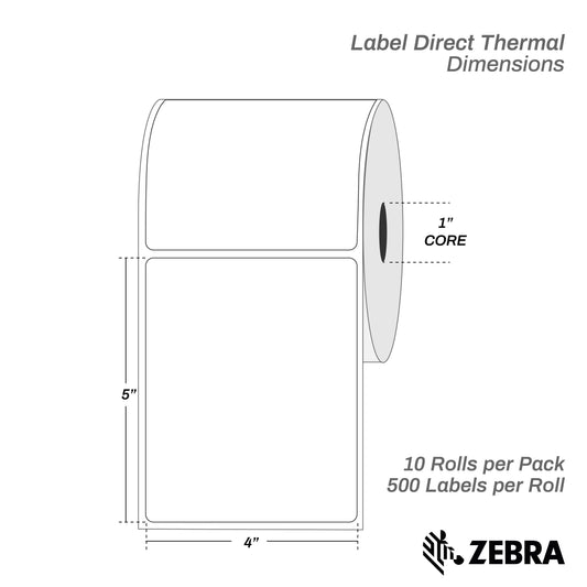 4" x 5" Direct Thermal Labels, 1" Core – 10 Rolls / 5,000 Labels - Warehouse Instant Supplies LLC