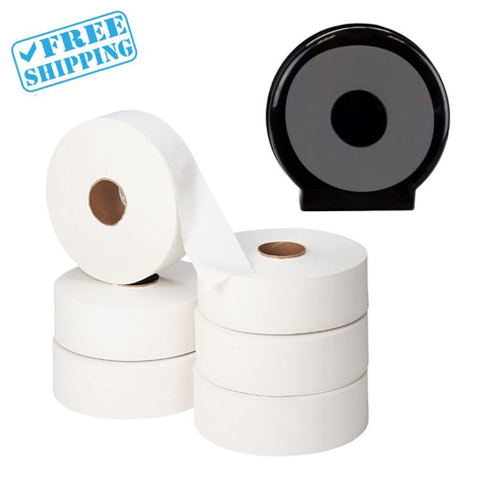 COMBO JUMBO TOILET PAPER 9"X1000' (12 ROLLS)  2 PLY | PLUS DISPENSER - Warehouse Instant Supplies LLC