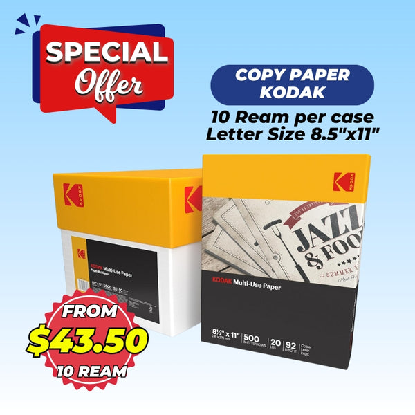 COPY PAPER LETTER 8.5X11" 10 REAM (500 SHEETS/REAM) - ALL PURPOSE - KODAK