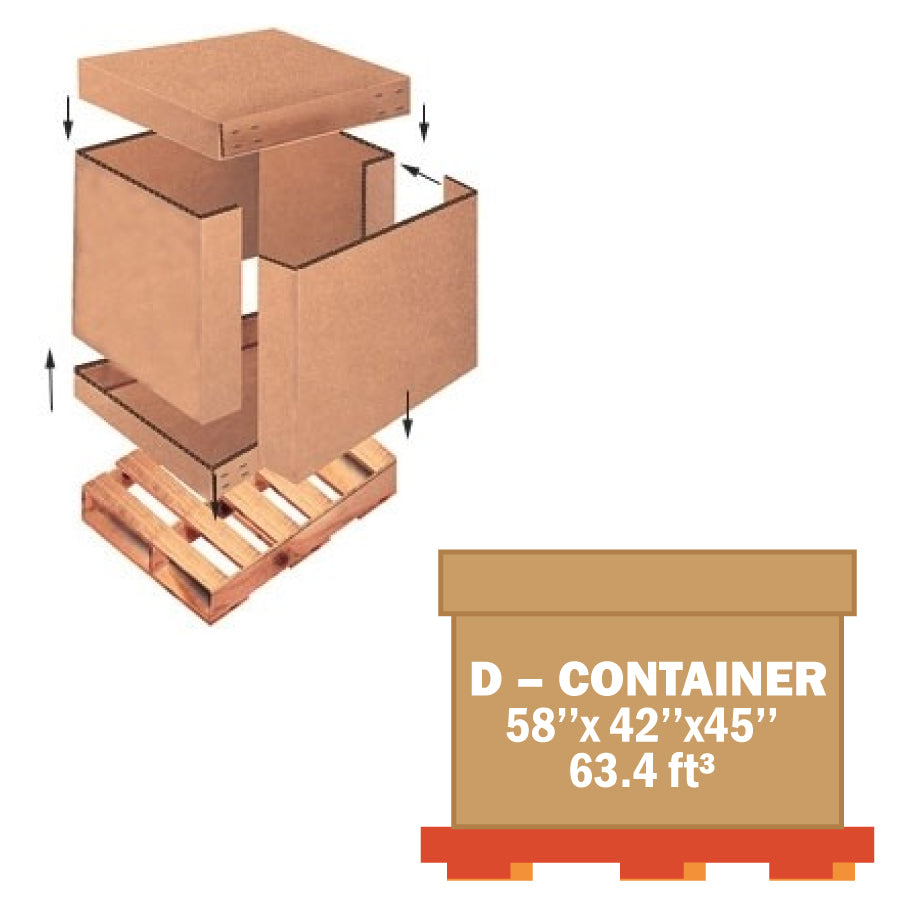 BOX D CONTAINER 58X42X45" DOUBLE WALL - Warehouse Instant Supplies LLC