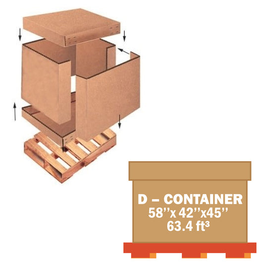 BOX D CONTAINER 58X42X45" DOUBLE WALL - Warehouse Instant Supplies LLC
