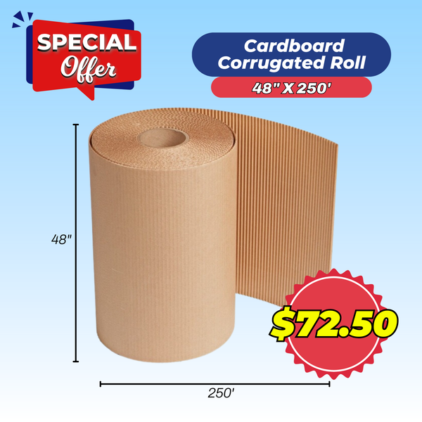 CARDBOARD CORRUGATED ROLL | 48'' X 250' | 1 ROLL