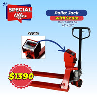 PALLET JACK 5.500 LBS 27''X48' WITH SCALE