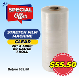 STRETCH FILM MACHINE | 20"X5000' | 80 GAUGE | CLEAR