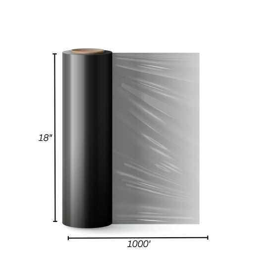STRETCH FILM BLACK | 100 GAUGE | 18"X1000' | 4 ROLLS/PACK - Warehouse Instant Supplies LLC