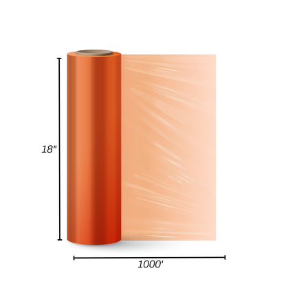 STRETCH FILM | ORANGE | 85 GAUGE | 18"X1000' | 4 ROLLS/PACK