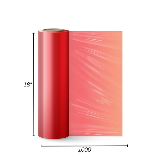 STRETCH FILM | RED | 80 GAUGE | 18"X1000' | 4 ROLLS/PACK - Warehouse Instant Supplies LLC