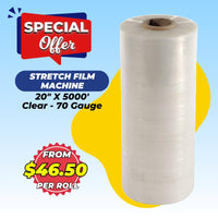 STRETCH FILM MACHINE | 20"X5000' | 70 GAUGE | CLEAR