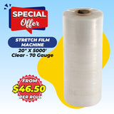 STRETCH FILM MACHINE | 20"X5000' | 70 GAUGE | CLEAR