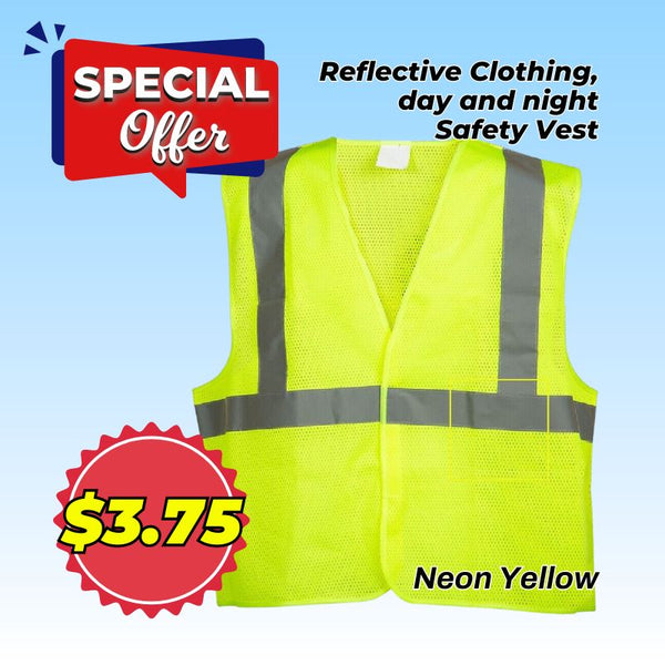 REFLECTIVE CLOTHING, DAY AND NIGHT SAFETY VEST - NEON YELLOW