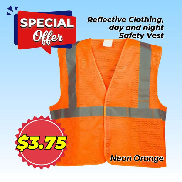 REFLECTIVE CLOTHING, DAY AND NIGHT SAFETY VEST - NEON ORANGE