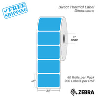 2.5"x1.5" - Direct Thermal Labels - 1” Core - 40 Rolls per Pack - warehouse supplies