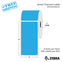 3”X6" - Direct Thermal Labels - 1” Core - 9 Rolls per Pack - 450 labels per roll - (4050 Labels) - warehouse supplies