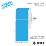 3”X5" - Direct Thermal Labels - 1” Core - 20 Rolls per Pack - 250 labels per roll - (5000 Labels) - warehouse supplies