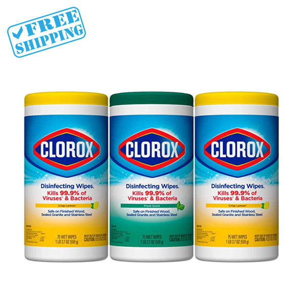 Clorox Disinfecting Wipes | Value Pack | 75 Count Each | Pack of 3 (Package May Vary) - warehouse supplies