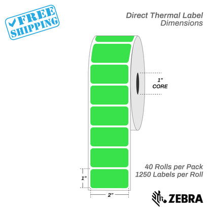 2"x1" - Direct Thermal Labels - 1” Core - 40 Rolls per Pack - warehouse supplies