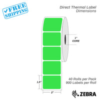 2"x1.5" - Direct Thermal Labels - 1” Core - 40 Rolls per Pack - warehouse supplies