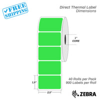 2.5"x1.5" - Direct Thermal Labels - 1” Core - 40 Rolls per Pack - warehouse supplies