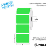 3”X2" - Direct Thermal Labels - 1” Core - 16 Rolls per Pack - 725 labels per roll - (11600 Labels) - warehouse supplies