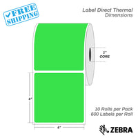 4”X4" - Direct Thermal Labels - 1” Core - 10 Rolls per Pack - 600 labels per roll - (6000 Labels) - warehouse supplies