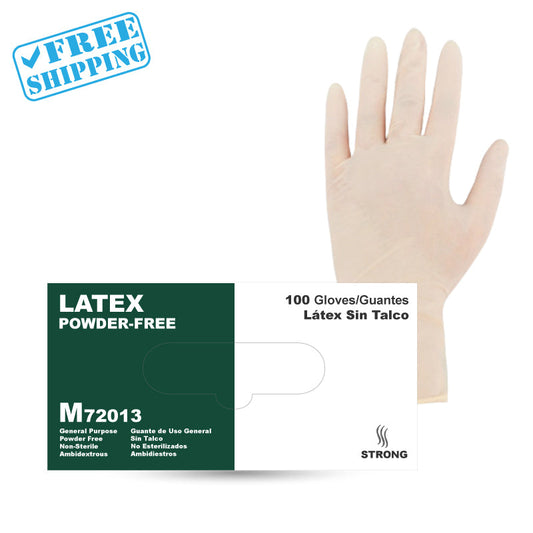 Disposable Latex Gloves Pack of 100 | Powder Free Protective Glove for Cleaning | Sizes: S / M / L - warehouse supplies